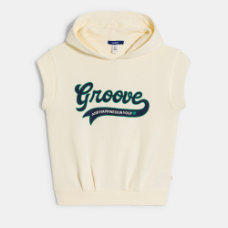 سويت شيرت دون أكمام باللون البني الفاتح للفتيات